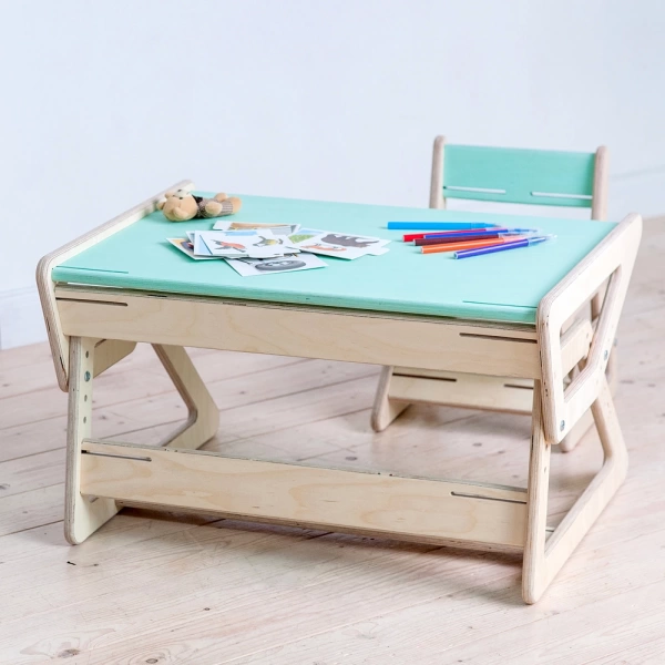 Комплект детской растущей мебели Rumbik Start, свежая мята / бесцветное масло, от года до 7 лет. Набор детской мебели купить с доставкой по всей России.