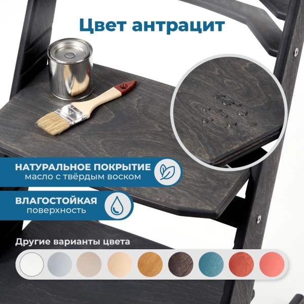 Детский растущий стул-трансформер Rumbik IQ, антрацит, регулируемый по высоте для детей, малышей и школьников. Купить растущий стульчик для ребенка в интернет-магазине.