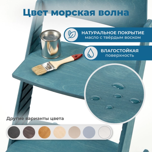 Детский растущий стульчик для кормления Rumbik KIT, морская волна, регулируемый по высоте для детей, малышей и школьников. Заказать растущий стул для ребенка в интернет-магазине.