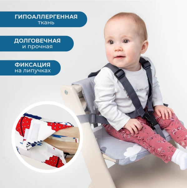 Комплект подушек-чехлов, морской, на спинку и сиденье для растущего стула Rumbik IQ.