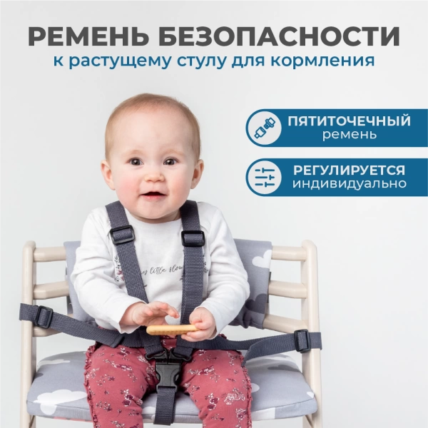 Ремень безопасности для растущего стульчика, тёмно-серый, купить ремень-ограничитель с доставкой по всей России.