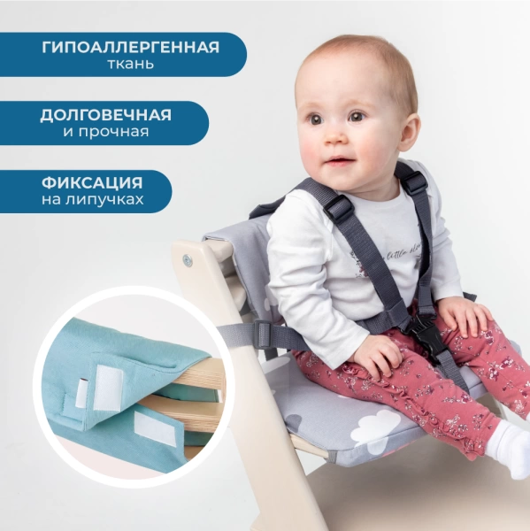 Комплект подушек-чехлов, морская волна, на спинку и сиденье для растущего стула Rumbik IQ.