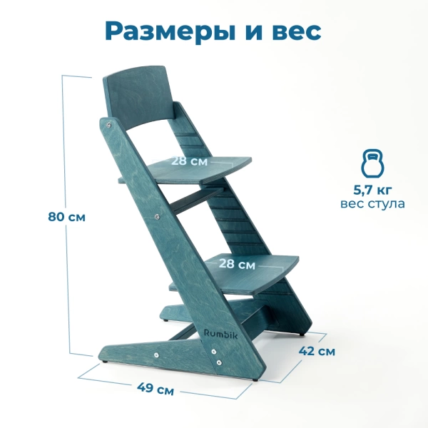 Детский растущий стульчик для кормления Rumbik KIT, морская волна, регулируемый по высоте для детей, малышей и школьников. Заказать растущий стул для ребенка в интернет-магазине.