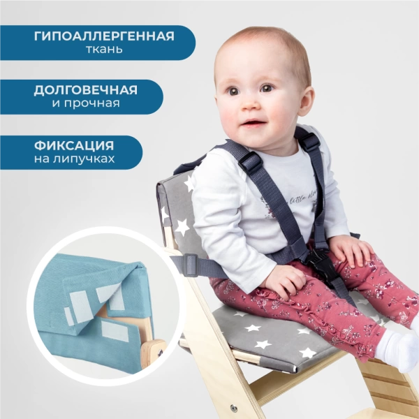 Комплект подушек-чехлов, морская волна, на спинку и сиденье для растущего стула Rumbik Kit.