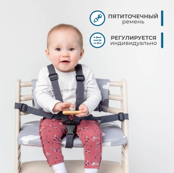 Ремень безопасности для растущего стульчика, тёмно-серый, купить ремень-ограничитель с доставкой по всей России.